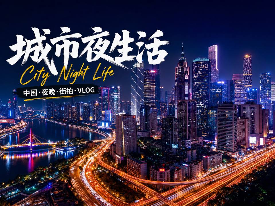 小马拉大车城市夜景短视频霓虹都市